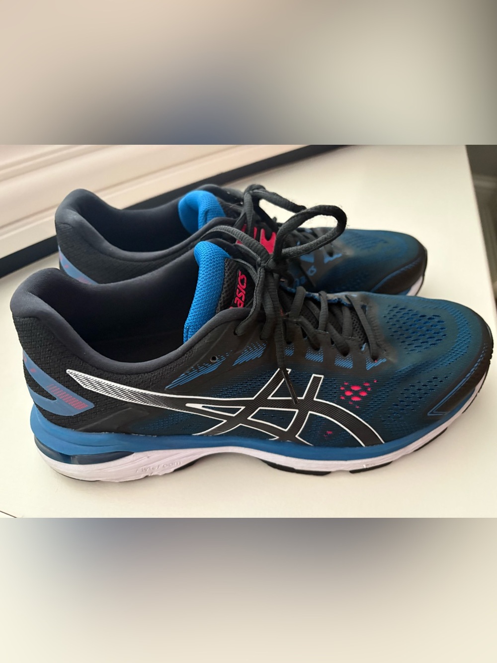 ASICS Men's Athletic Running Shoes - Blue with Pink Accents - Picture 3 of 4